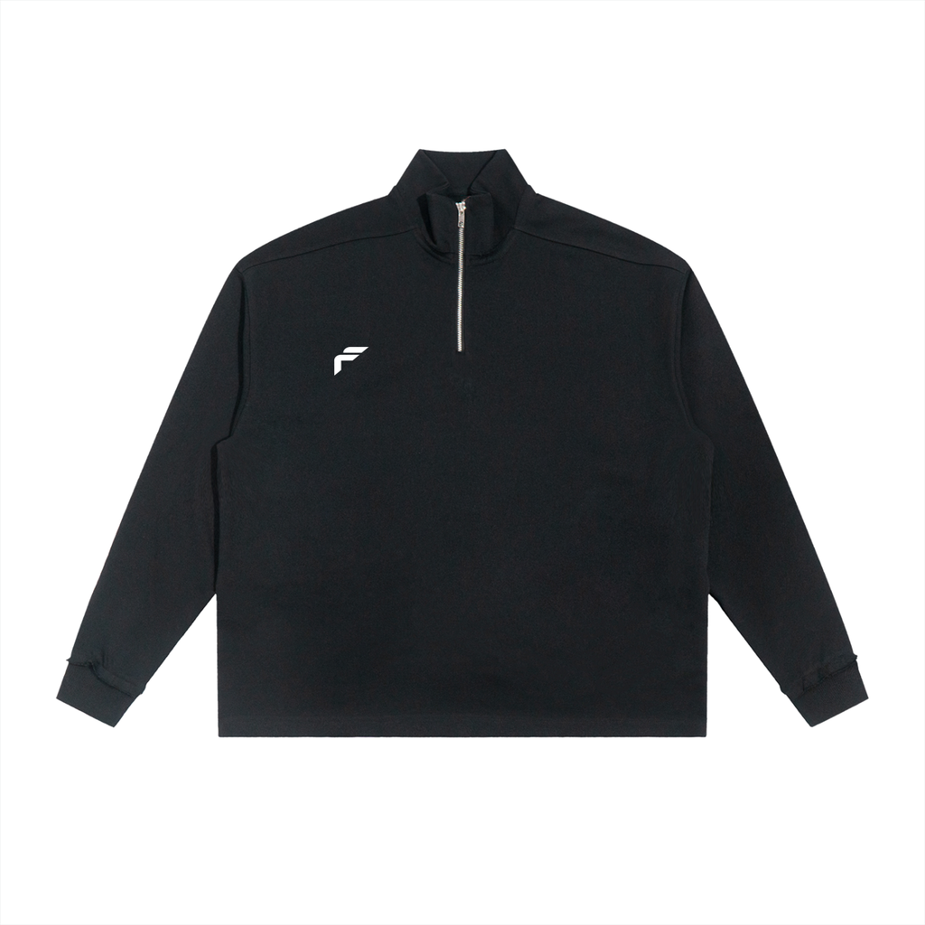 Half-Zip Rolled Edge Fleece Sweatshirt